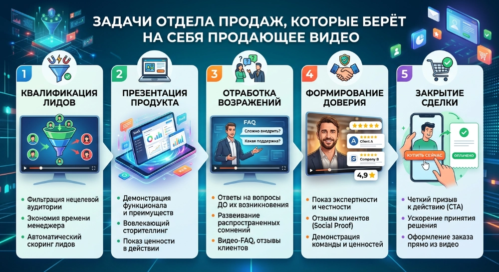 Воронка продаж через видео - видео заменяет отдел продаж - продающий ролик