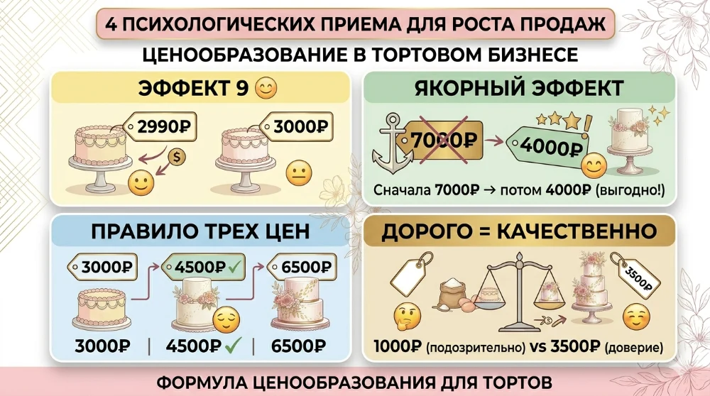 психология ценообразования - формула расчета цены торта - наценка на торты процент