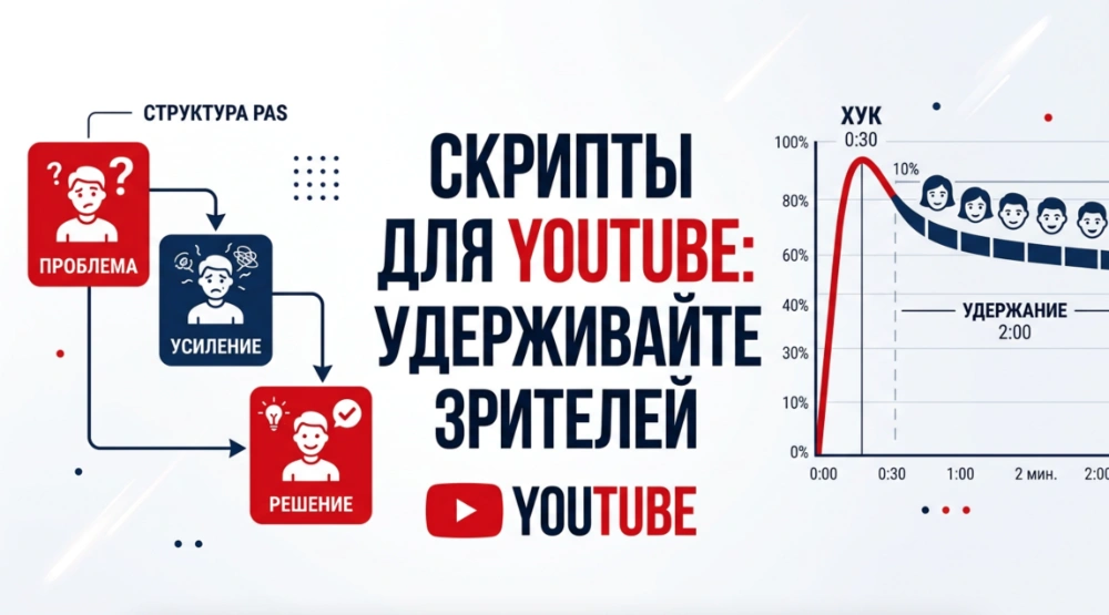 Скрипты для YouTube видео: структуры, которые удерживают зрителей 1 Скрипты для YouTube видео — 3 структуры удержания зрителей
